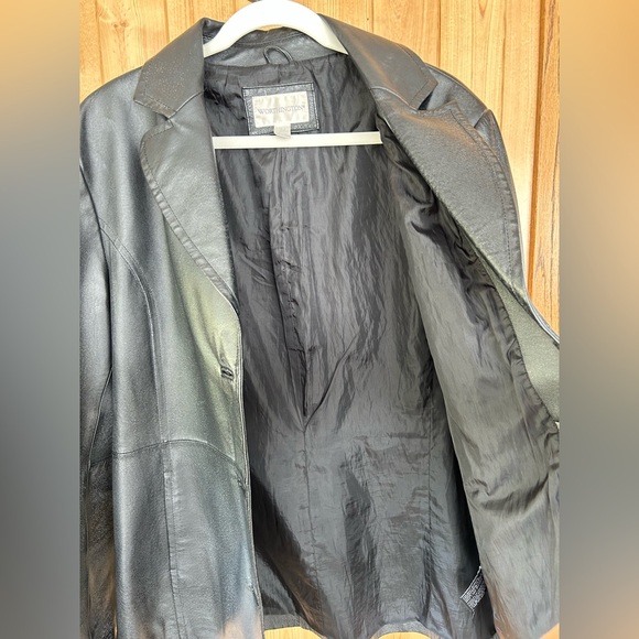 Worthington 90's Vintage Classic Genuine Leather Jacket Black X-Large Tall - Picture 8 of 11